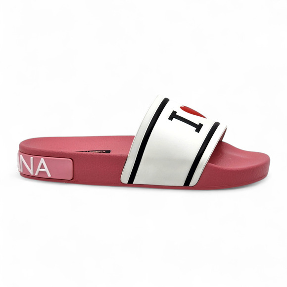 Dolce & Gabbana Logo Saint Barth Rubber Pool Slides Pink EU 36 US 6 - NWB $320 - Picture 2 of 7